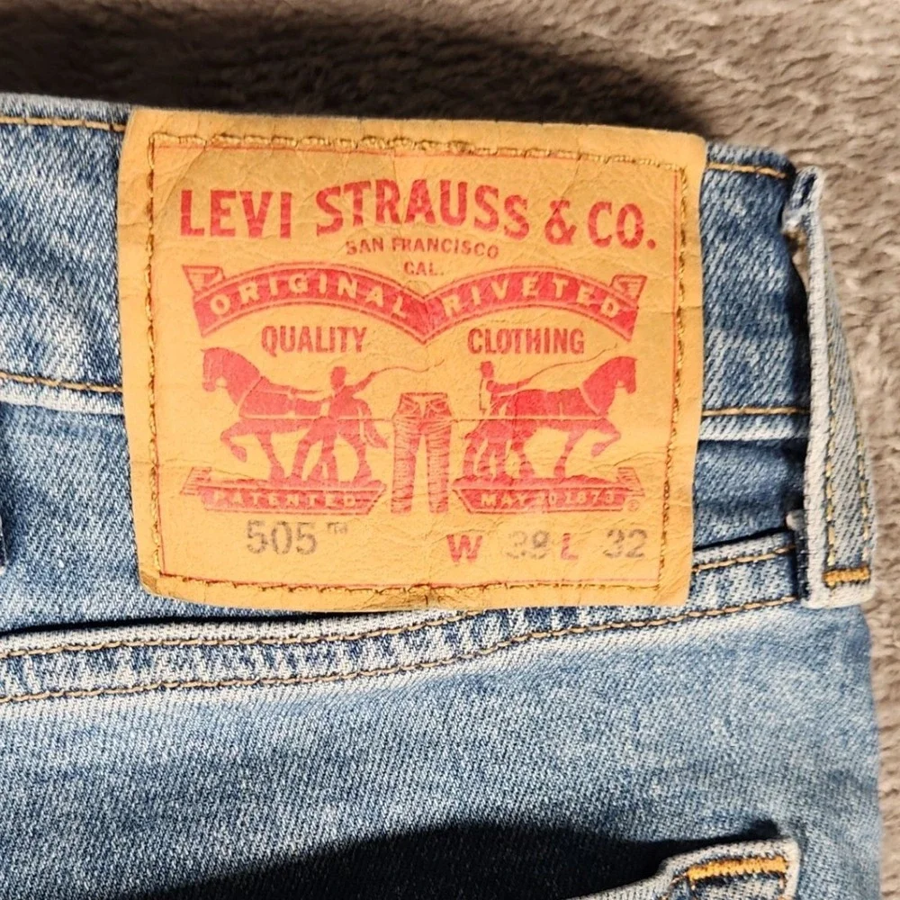 Levi's‎ 505 Regular Fit Jeans Mens 38x32 Blue Excellent Straight Leg Denim
